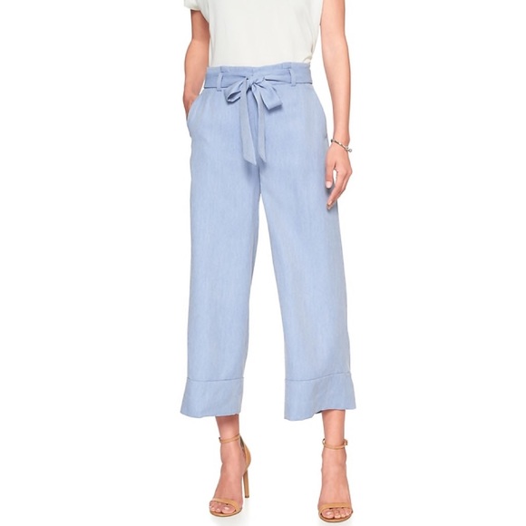 Banana Republic Pants - Banana Republic Blake Waist Tie Pants Blue Size 8